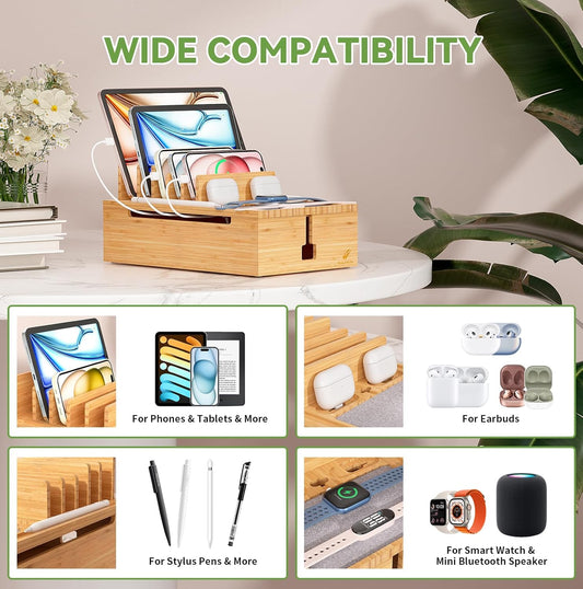 TECH ESSENTIALS — Bamboo Multi-Device Charging Station