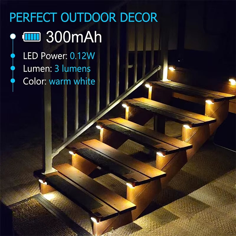2/4/8/16 Pack Solar Deck Lights LED Waterproof Outdoor Solar Powered LED Step Lights for Decks Stairs Patio Yard Garden Decor
