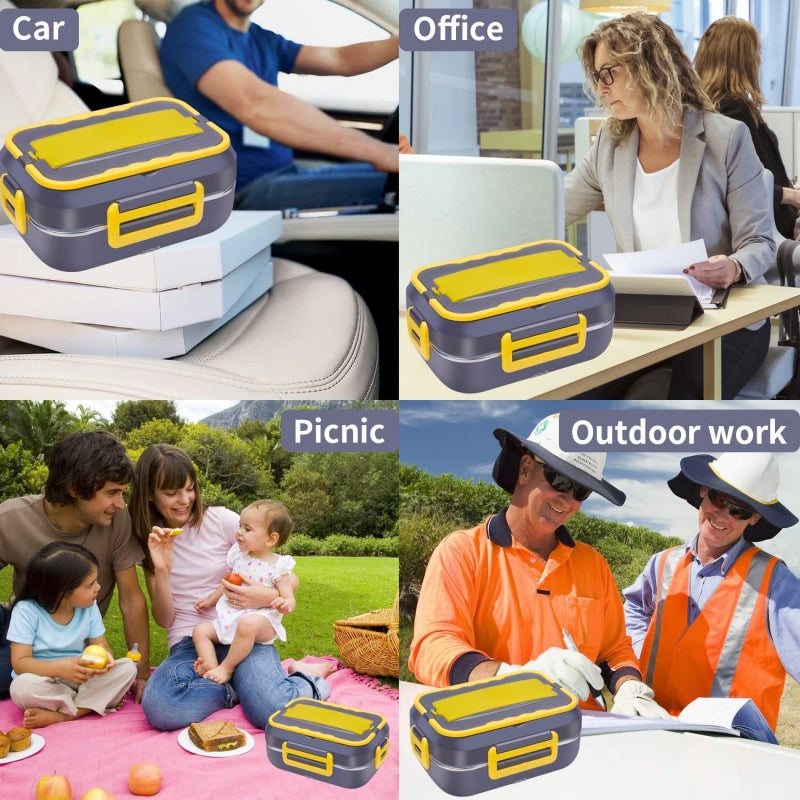 TECH ESSENTIALS — 2-IN-1 ELECTRIC HEATED LUNCH BOX