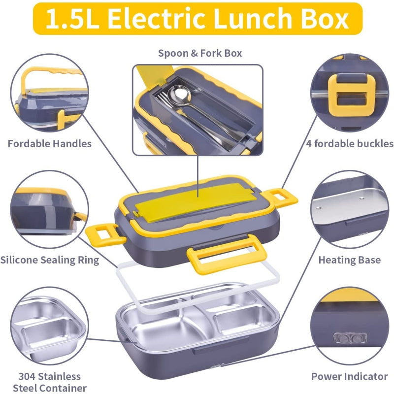 TECH ESSENTIALS — 2-IN-1 ELECTRIC HEATED LUNCH BOX
