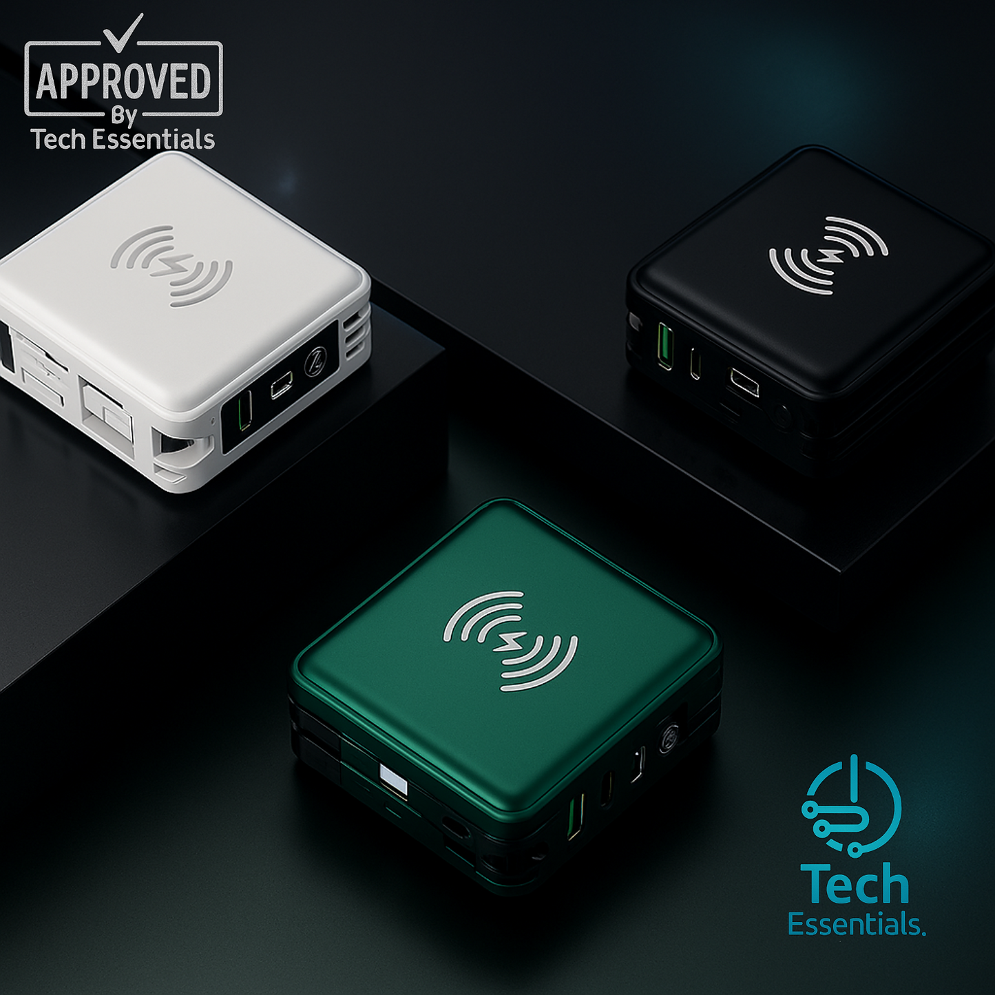 TECH ESSENTIALS — 5 in 1 Wireless Power Bank (15000Mah)