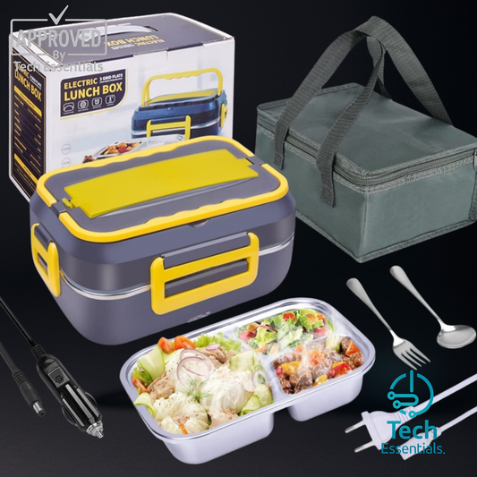 TECH ESSENTIALS — 2-IN-1 ELECTRIC HEATED LUNCH BOX