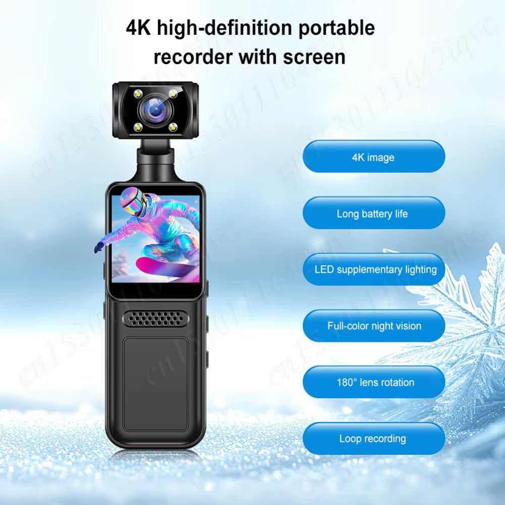 4K Ultra HD Action Video Camera Body Wifi Camera Night Vision Wearable Worn Cam Rotatable Outdoor Recorder for Sport Bike Travel